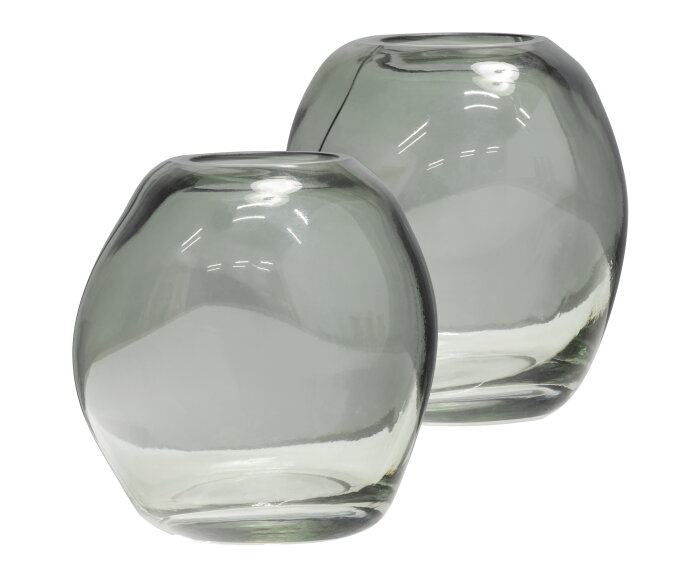 Elio Vaas Gedeukt Glas Blauw/groen 15x15cm - WOOOD Exclusive