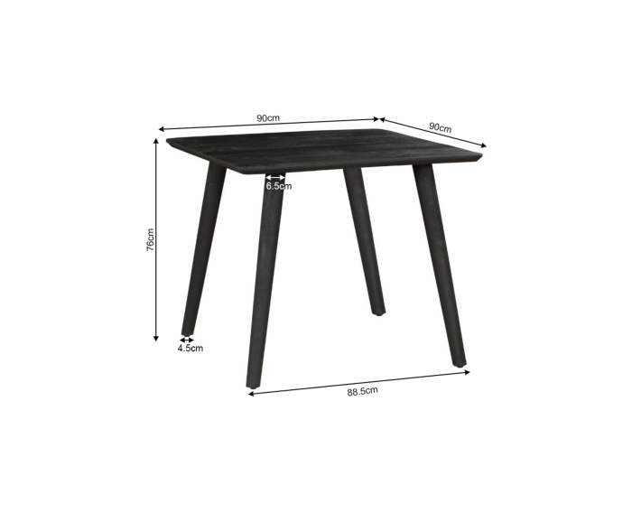 Eettafel Omaha Black | 90 x 90 cm