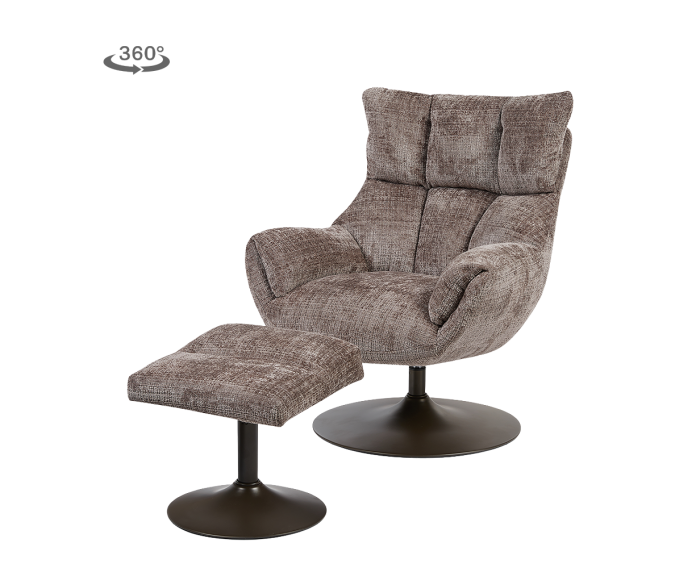 Force coffeechair 360&deg; + footstool - Cremona 24 clay