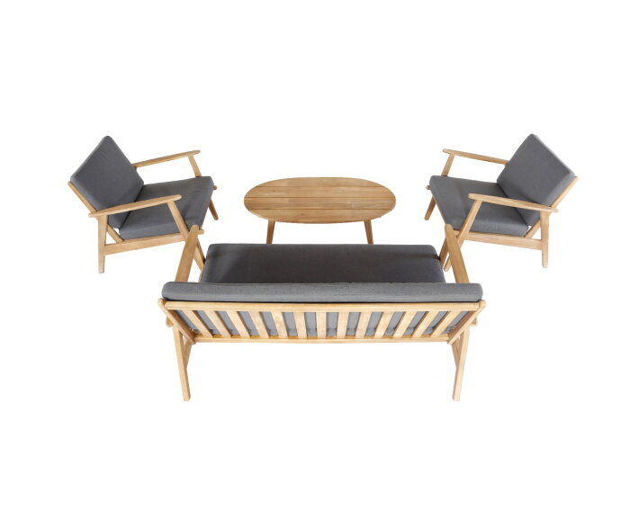 NARVIK LOUNGE SET - LIGHT TEAK LOOK / ROYAL ANTHRACITE