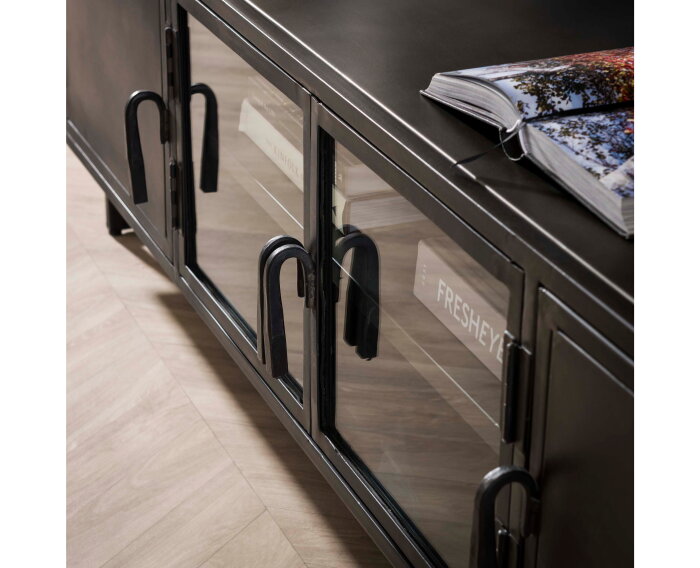 TV-meubel 180cm Rift metal - Gun metal