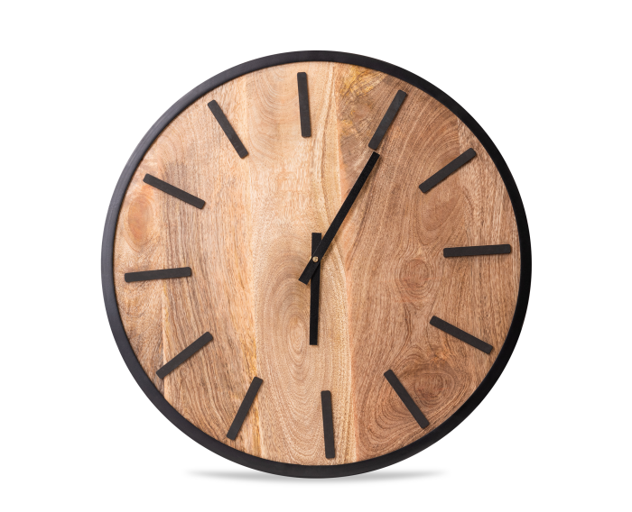 Klok mangohout metaal MEDIUM