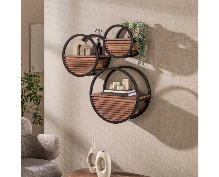 Wandschap Circular 1L &Oslash;40 - Massief acacia bruin