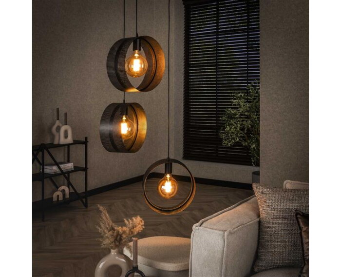 Hanglamp 3L ring geperforeerd - Charcoal