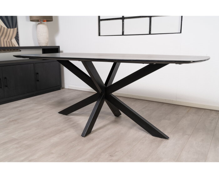 Eettafel Florence mangohout Deens ovaal 300x110 cm - Zwart | Glad