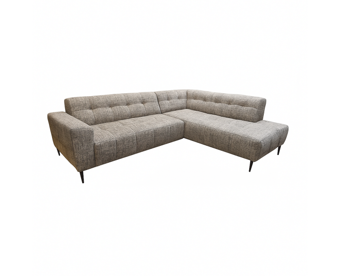 Hoekbank Viano rechts stof Bella 55 Taupe Grijs gem&ecirc;leerd -  255x200x84 cm - modern