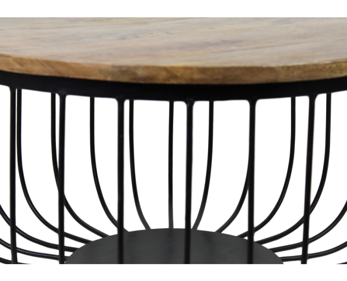 Salontafel Maden - ø60 cm - mangohout/ijzer - set van 2