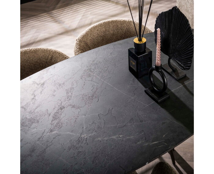 Bartafel Marquina deens ovaal 140x75 cm - marmerlook