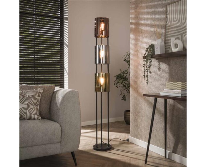 Vloerlamp 3L tricolore Lucente - Artic zwart