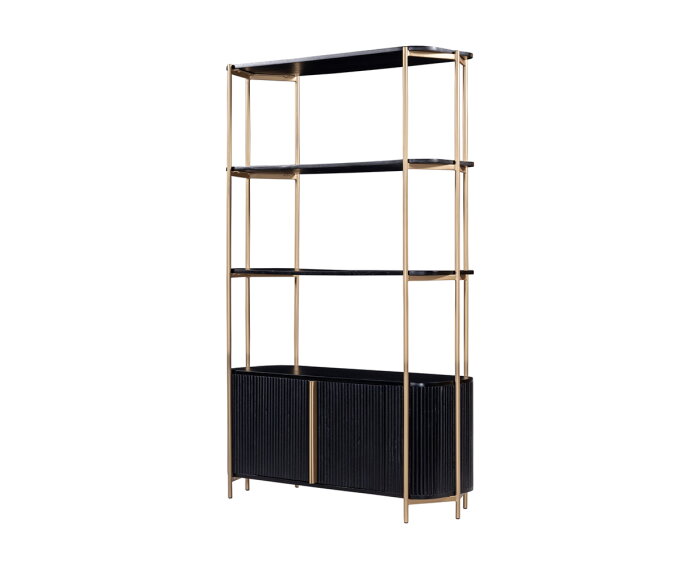 Boekenkast Harvard 170 cm - zwart/goud | Hotel collection