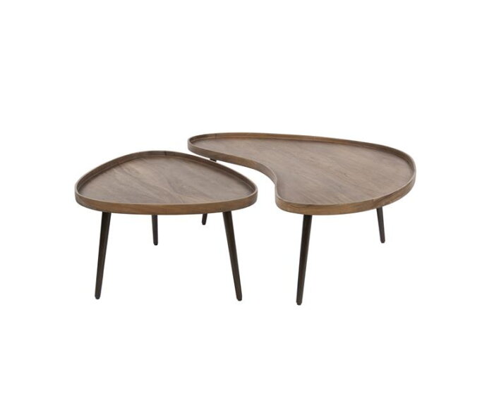 Salontafel set/2 Carve organic - Massief acacia drift brown