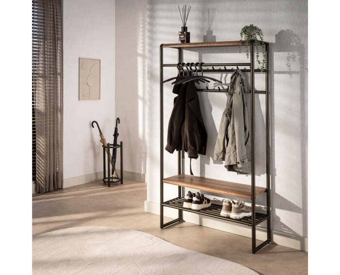 Garderobemeubel Luno roede XL - Poedercoat drift brown