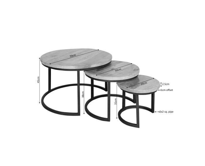Salontafel Dakota | 70 cm | Set van 3
