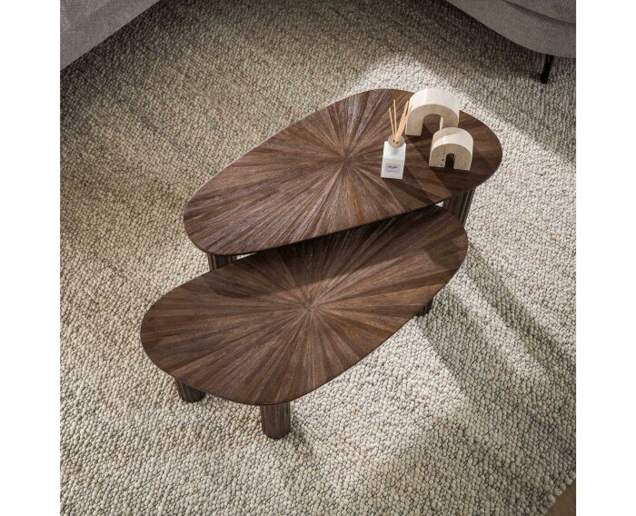 Salontafel set/2 hoekvormig Maya teak - Teak rust brown