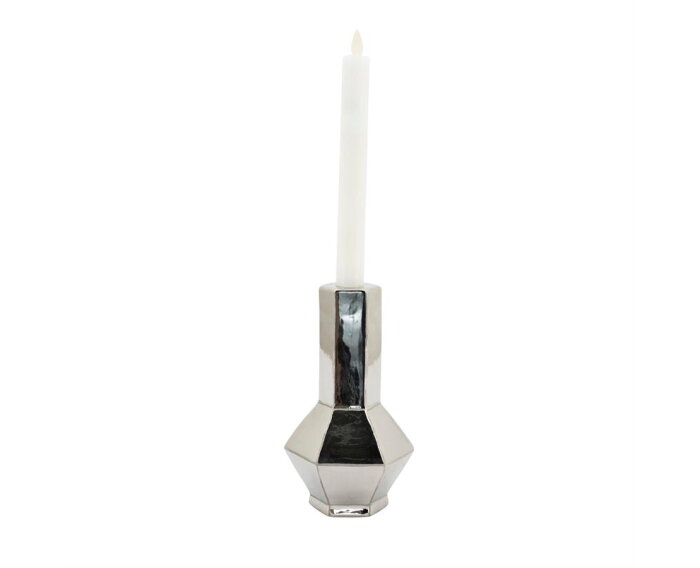 Candle holder Axis large - silver | BY-BOO