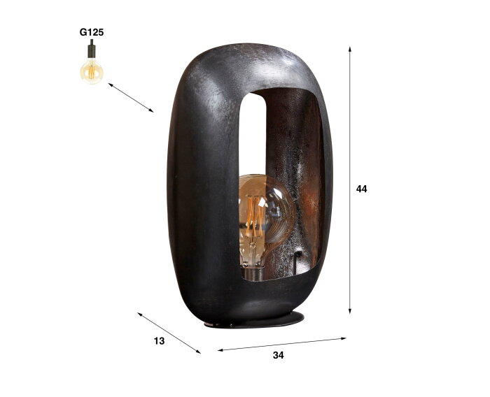 Tafellamp Arch XL - Zwart nikkel