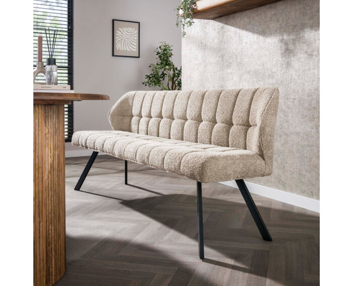 Eetkamerbank raster - Boucle zandkleur - 180x58x81 cm