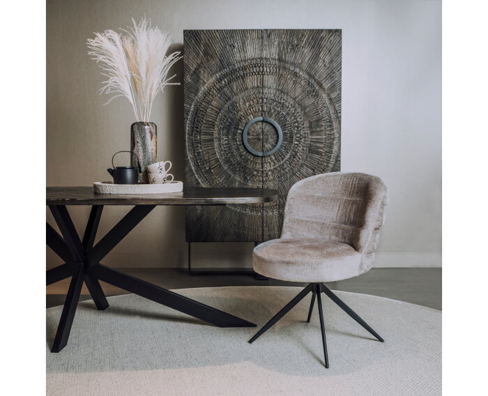 Eetkamerstoel Carro draaibaar Chenille - Ice grey