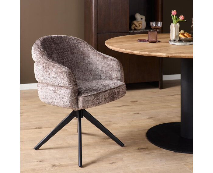 Eetkamerstoel Bella | Clay | Poot Black | Met armleuning