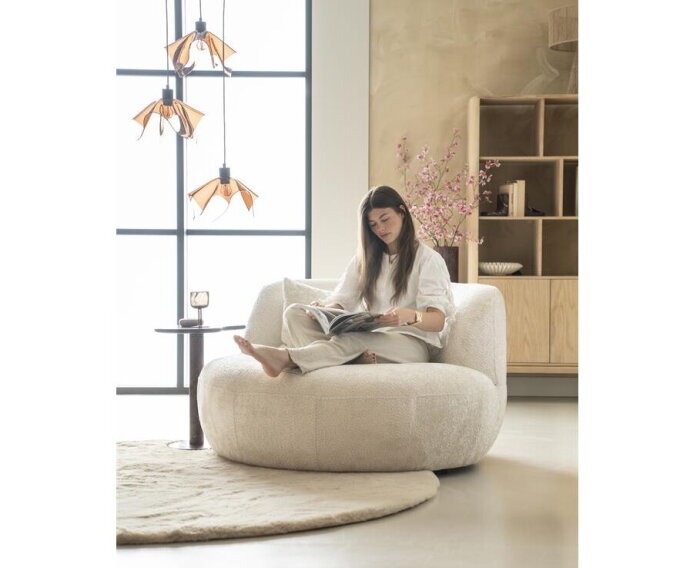 Fauteuil Emily – Grote ronde draaifauteuil 130 cm - Japandi - Beige | SEVN