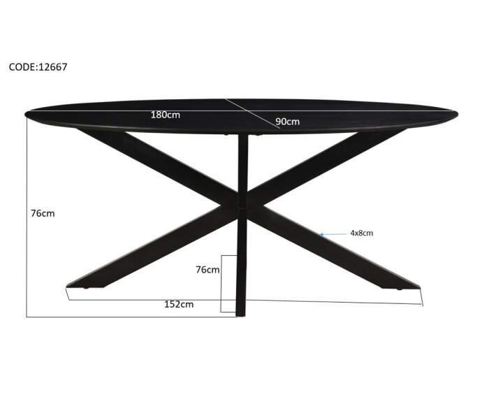 Oslo Oval Acasia Black 180 cm | Livingfurn