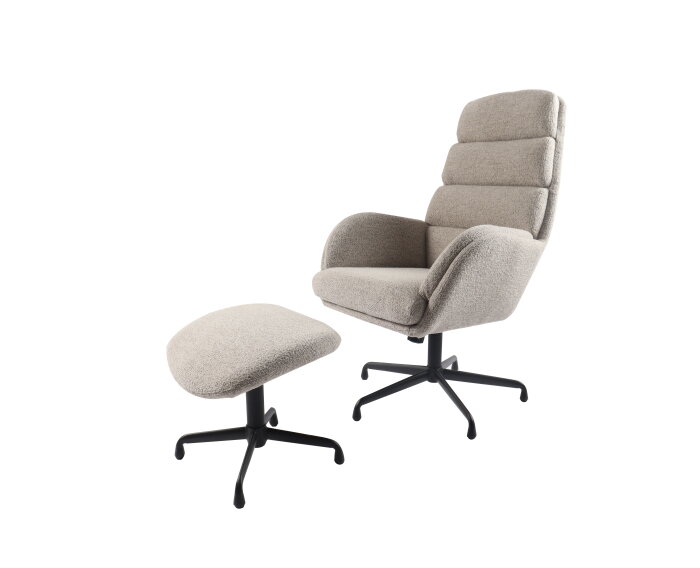 Fauteuil sifton met voetenbank Boucle - Taupe