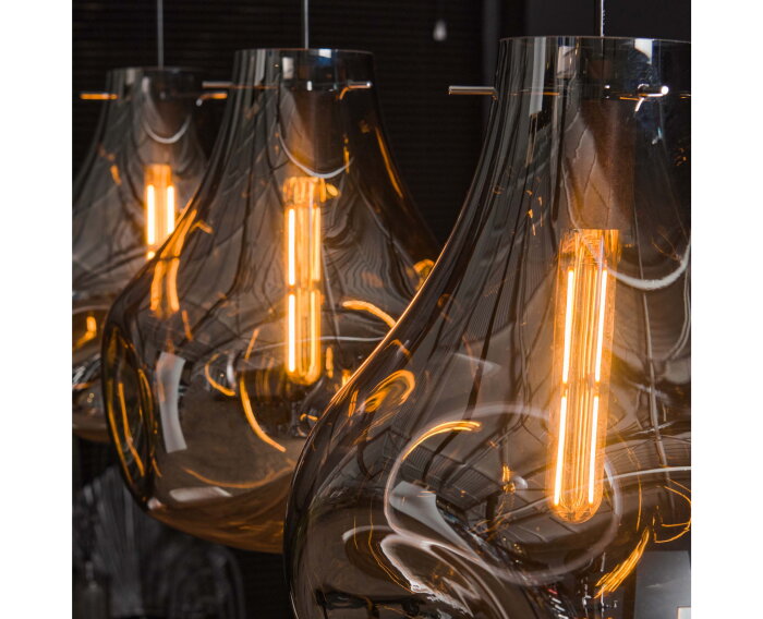 Hanglamp Dent glass 3 lampen - Artic zwart