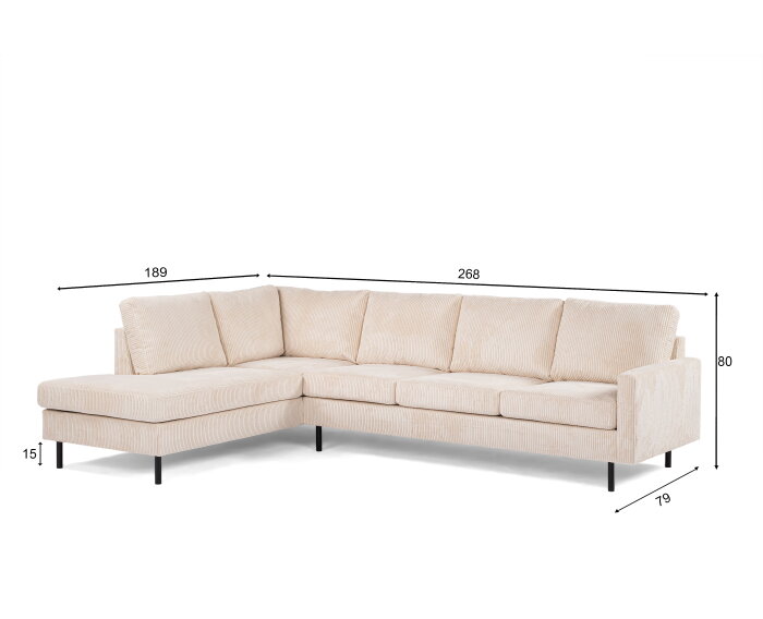 3 seater corner left, fabric Lincoln 03, M311 beige