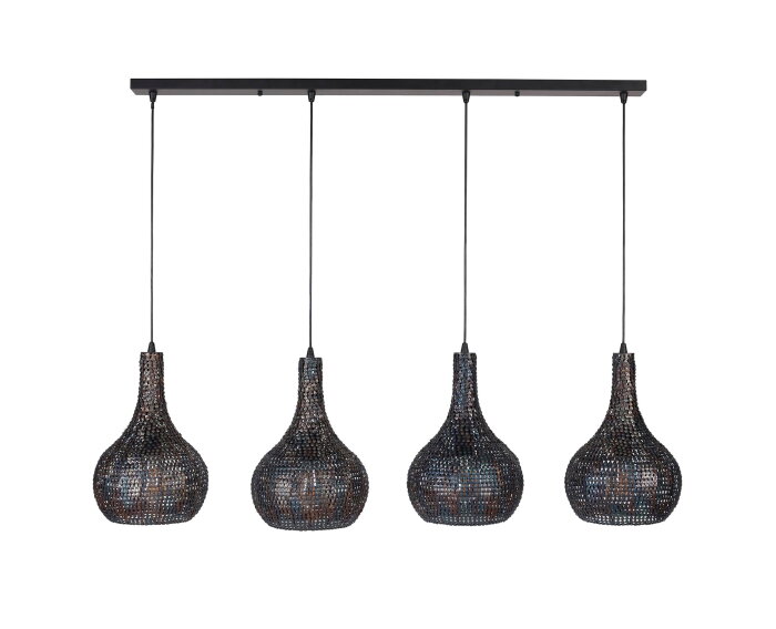 Hanglamp Armor kegel 4- lichts - Zwart bruin