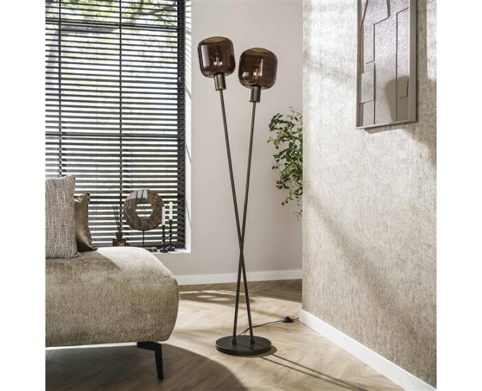 Vloerlamp 2L Bronza - Sienna brown