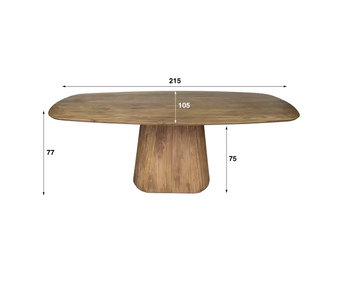 Eetkamertafel 215 wave centrale poot - Massief mango zandkleur
