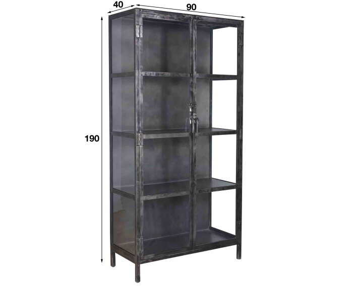 Vitrinekast Rift metal 2 deuren - Gun metal