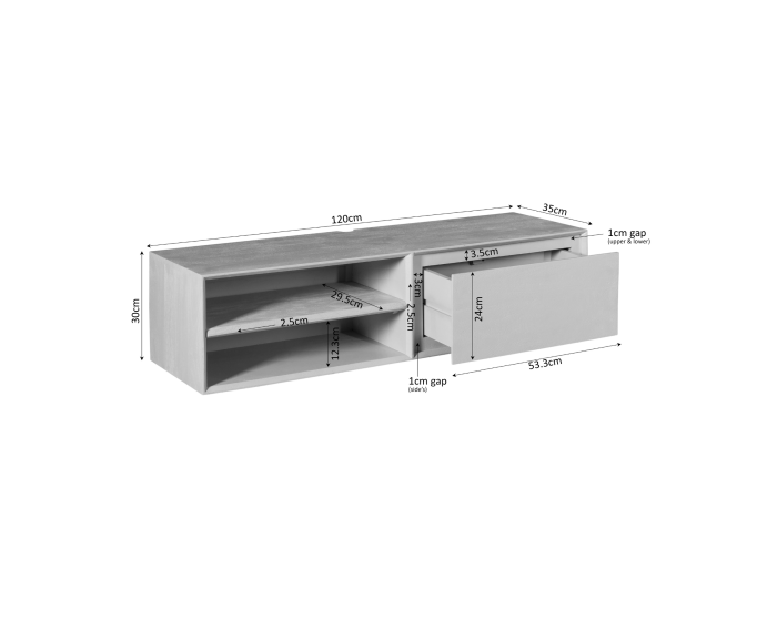 Zwevend tv meubel Ambiance Brown | 120 cm