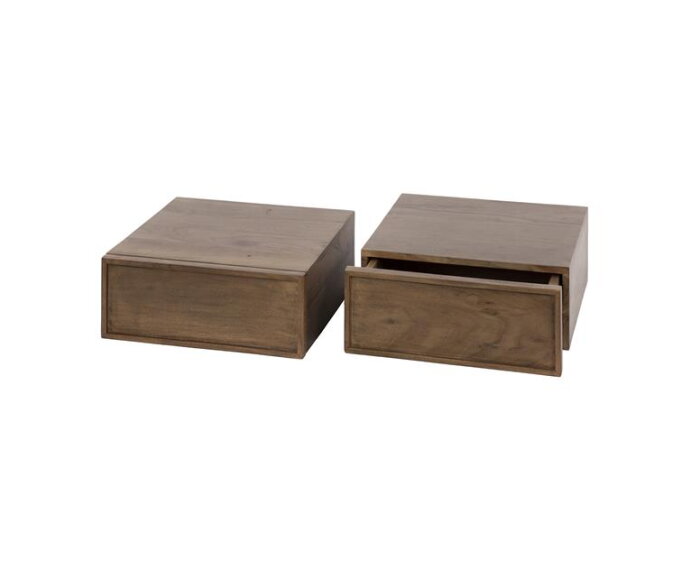 Nachtkastje 1L set/2 hangend Frame - Massief acacia drift brown