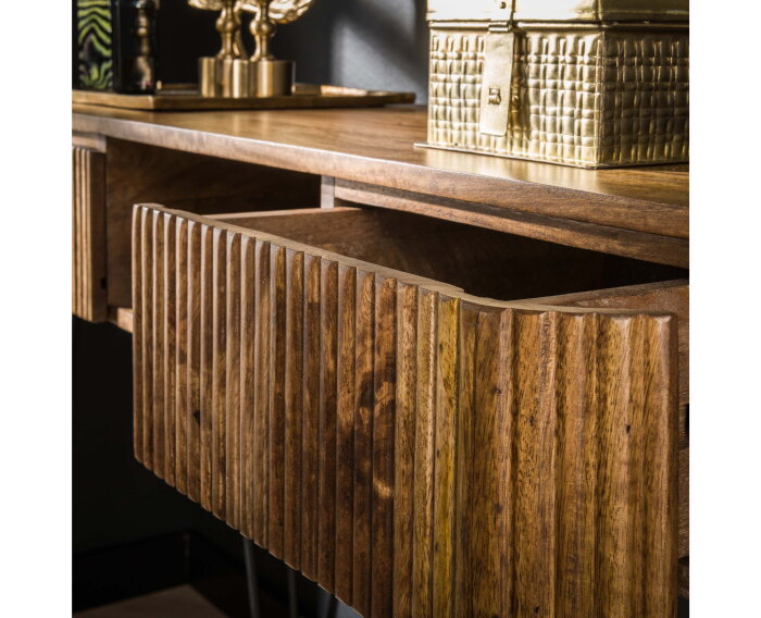 Kaptafel wave 110cm mangohout - zandkleur | Meubelplaats