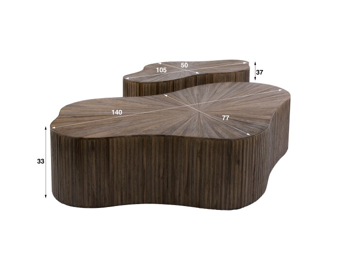 Salontafel Maya Teak XL shamrock set/2 - Massief teak espresso
