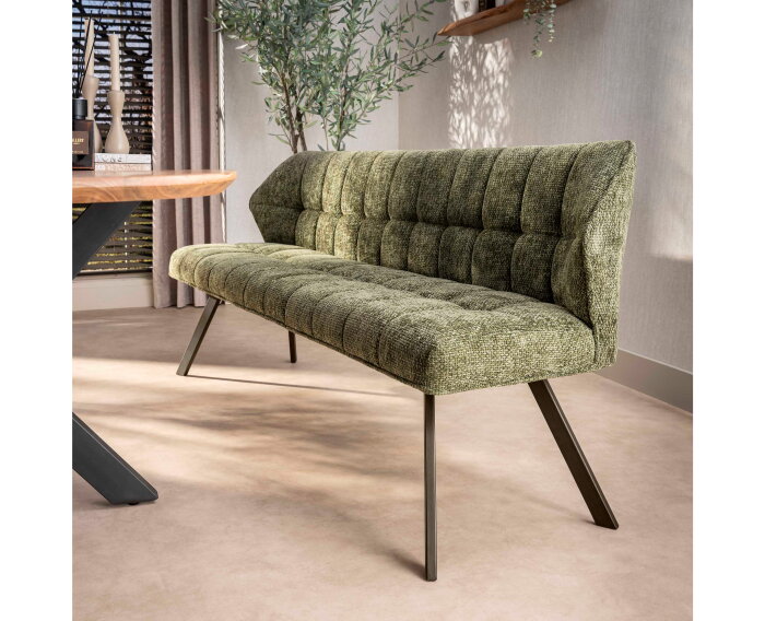 Eetkamerbank Raster - Hoven Groen - bruin metaal - 180x58x81 cm