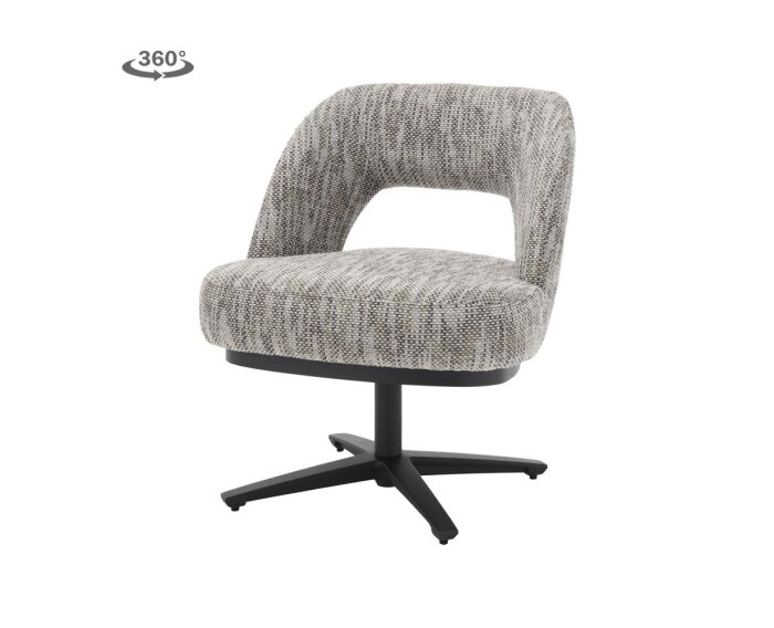 Eetkamerstoel Caldes draaibaar Chenille - TED 8 white-grey