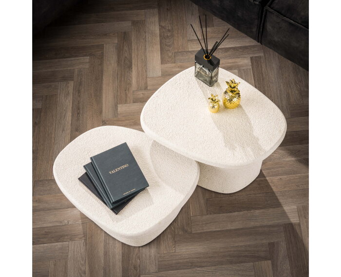 Salontafel Sienna set van 2 organisch marmer composiet - wit