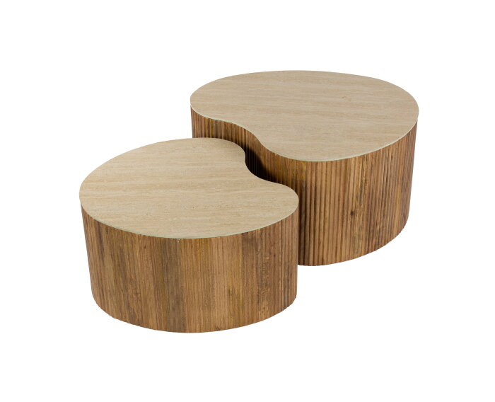 Salontafel Nuovo organisch set van 2 travertin keramiek - beige