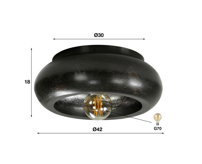 Plafondlamp Sky &Oslash;42 cm - Zwart nikkel