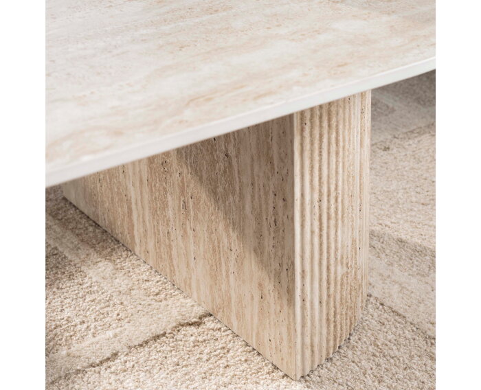 Salontafel Romano Arch ovaal - Travertin keramiek - 135x70x35 cm - Beige - Japandi