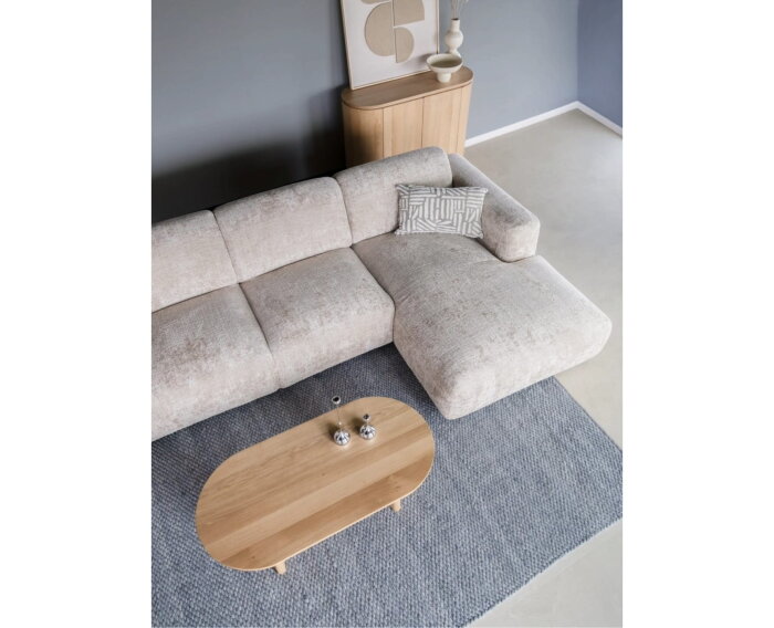 Hoekbank Kiki Cremona 14 - 2-zits arm links + chaise longue arm rechts - 282x165 cm - Beige