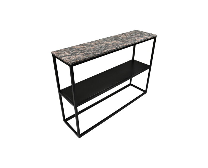 Console tafel Marseille - 120x32x85 - Bruin/zwart - Marmer/metaal