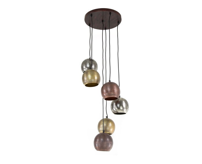 Hanglamp Maria getrapt metal 6 lampen - mix color