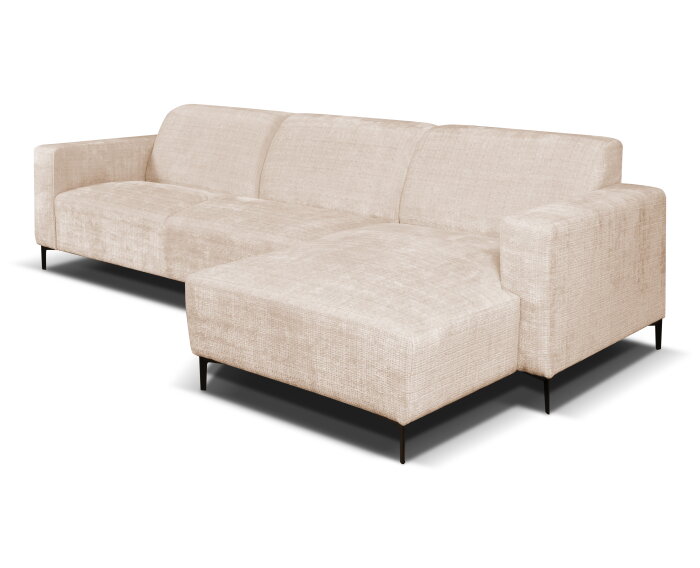 Hoekbank Nolan met Chaise Longue Rechts &ndash; Cremona Stof - Natural - 275x150x84 cm