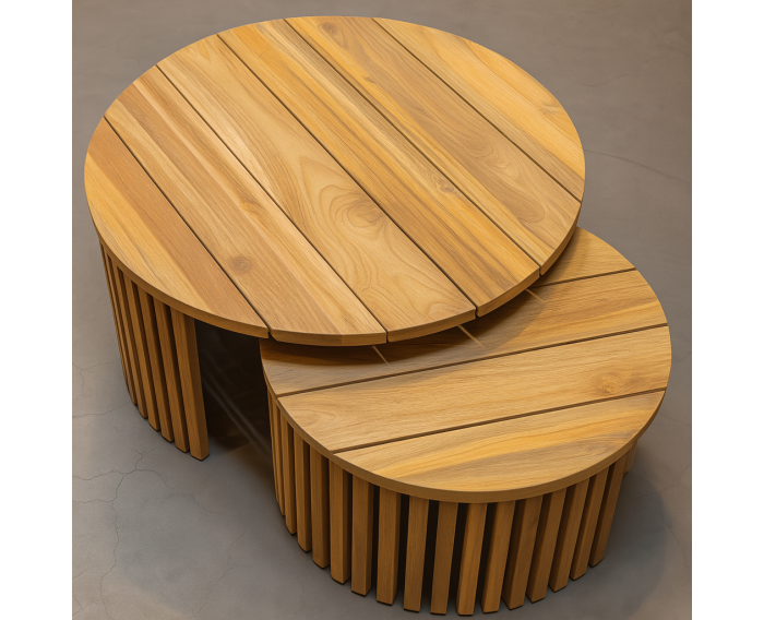 Tuin Bijzettafel Negara Teak Set Van 2