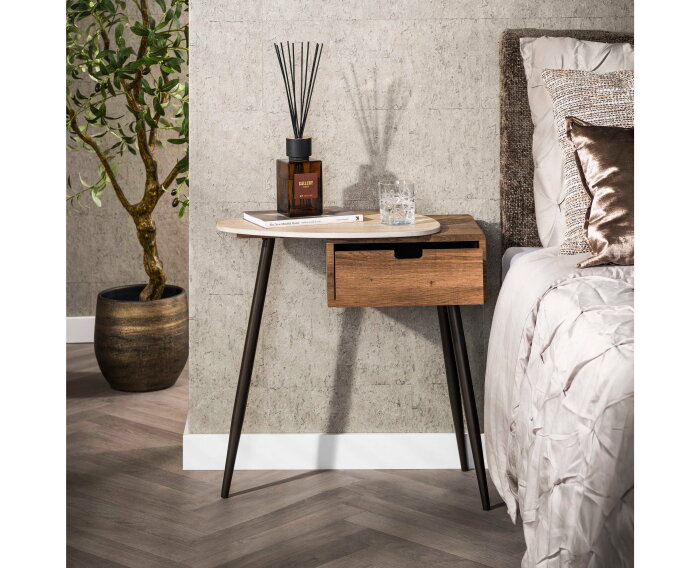 Nachtkastje 1L links Travino - Ceramic Travertine