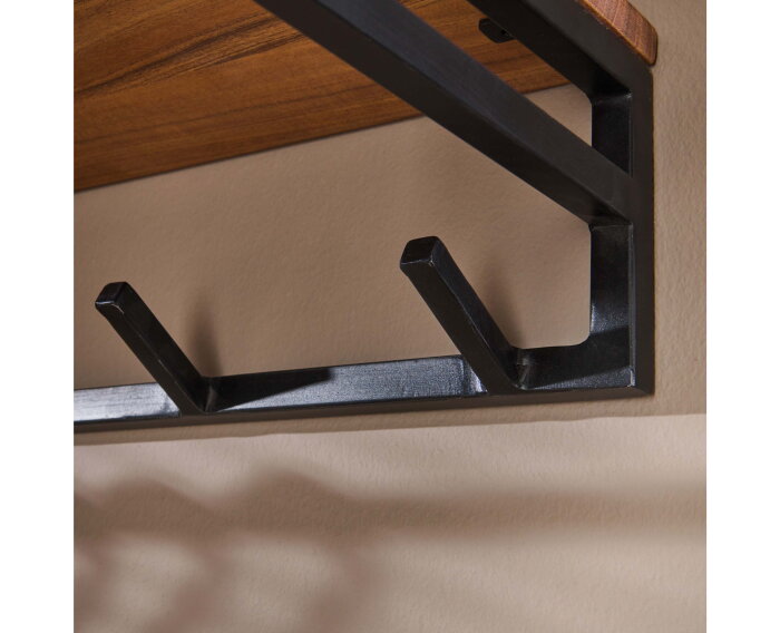 Kapstok custom 6 haken hoedenplank - Massief acacia naturel