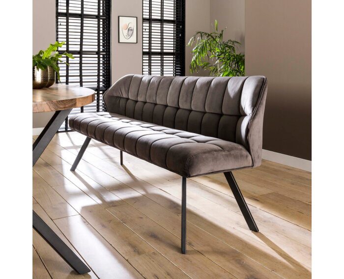 Eetkamerbank Raster Velvet - Antraciet - 180x58x81 cm